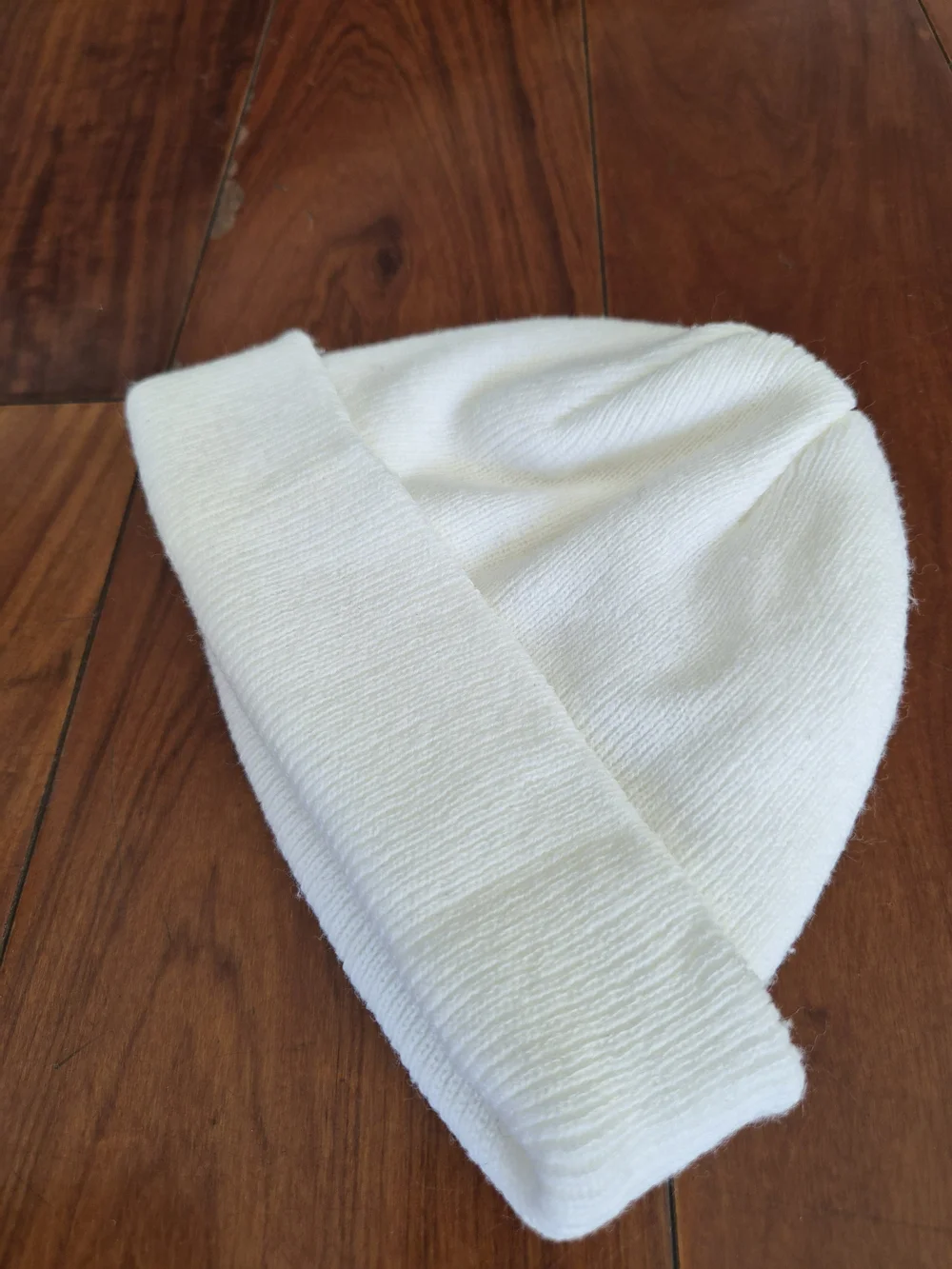 Kids White Ribbed Knit Beanie Winter Hat